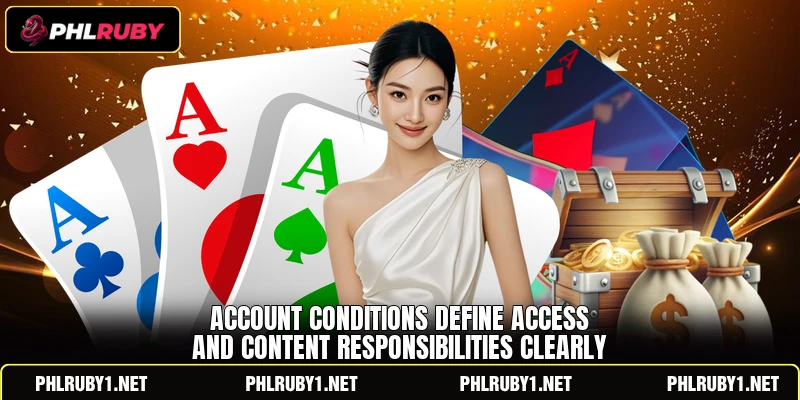 Account conditions define access and content responsibilities clearly Account conditions define access and content responsibilities clearly